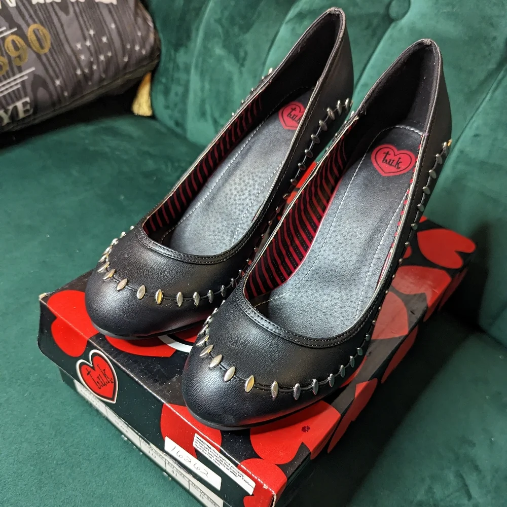 TUK metal stitch heels Black PU US 10 - Picture 10 of 10